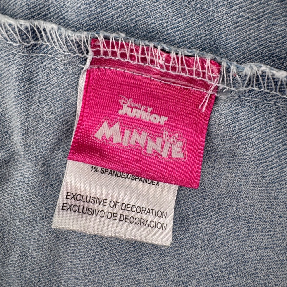 Disney Junior Minnie Mouse Girls Denim Jumper Dress Sz 3T Light Wash Soft Cotton - Picture 5 of 6